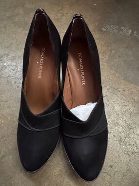 Donald J. Pliner Black Suede Pointed-Toe Pumps